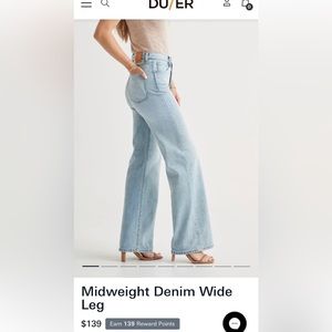 DUER Midweight Denim Wide Leg NEW WITH TAG